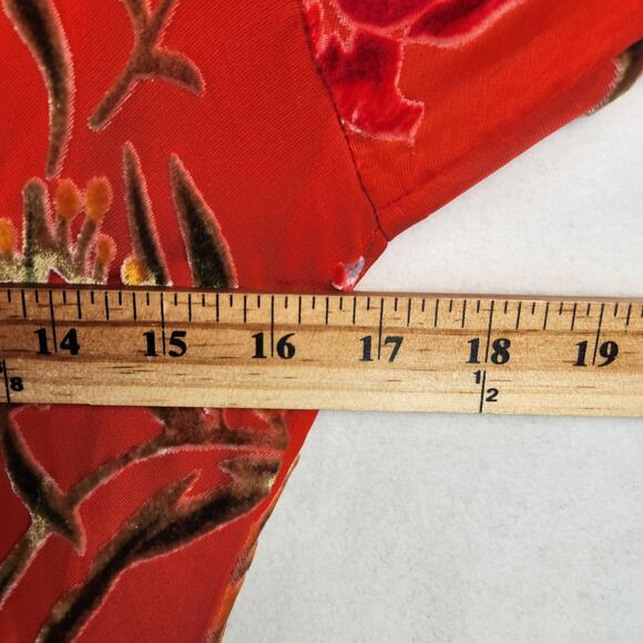 Gala Collection Red Floral Velvet Burnout Dress  Women’s SZ M Vintage 1990’s - Picture 10 of 15